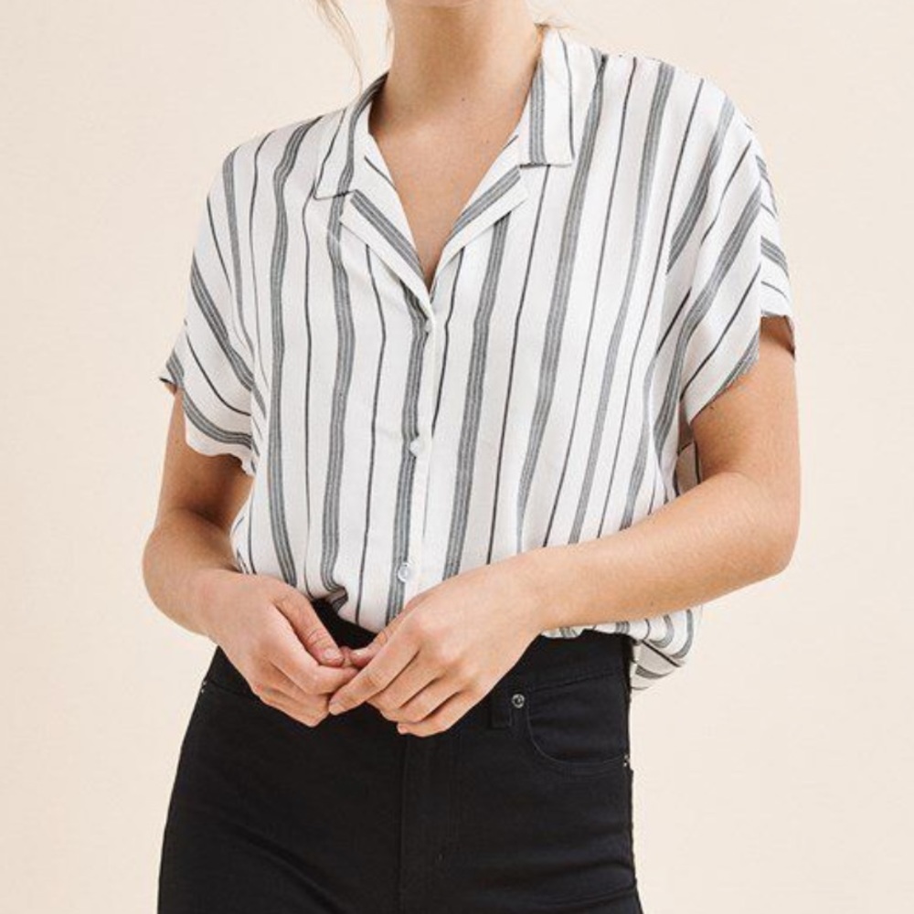 NWT Dynamite blue and white striped blouse